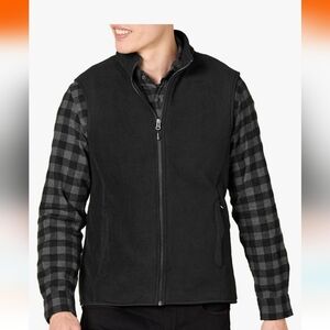 Amazon Essentials Men's Full-Zip Polar Fleece Vest Large NWOT Black zip pockets